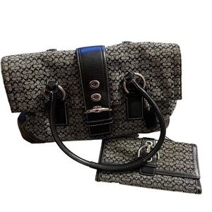 Vintage Coach Soho Signature C Canvas and Leather Satchel AND matching wallet